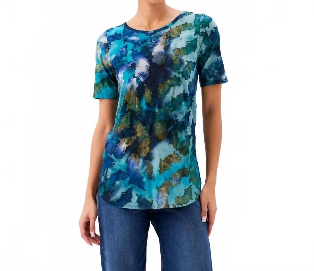NEW KAREN KANE short sleeve burnout shirttail top in teal